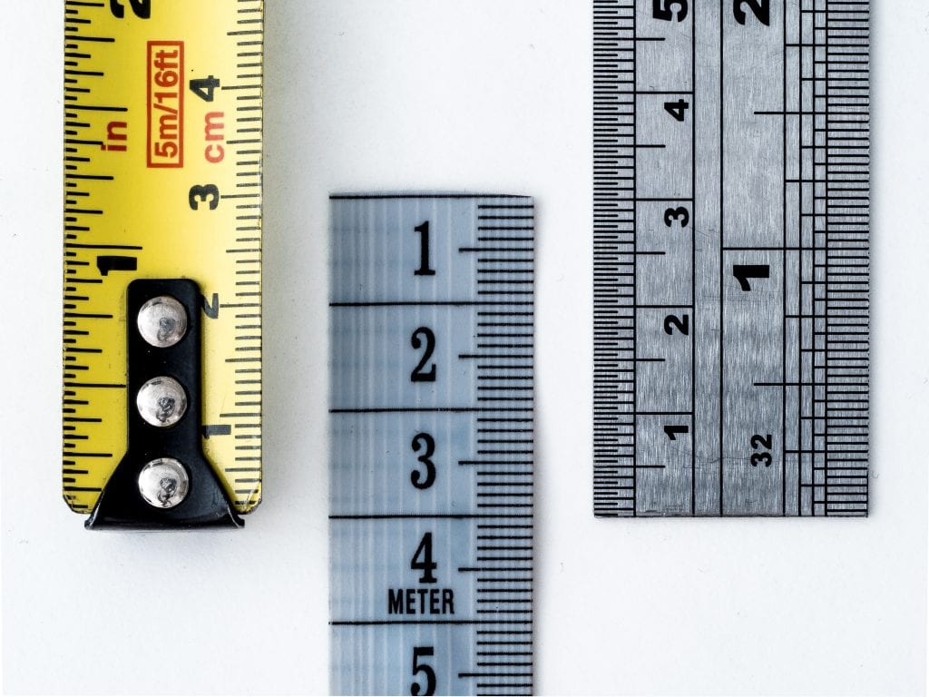 Image of rulers and measuring tapes. What is measured in managed. Effective social media marketing demands that trends, engagement, likes, etc are monitored so they can better managed. 